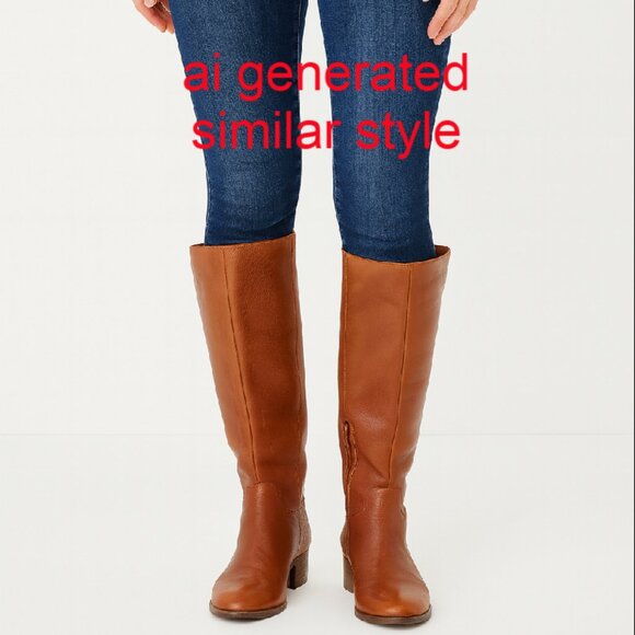 Leather Boots Tall Leather Boots w/ Wood Sole, Size 8/ 38-1/2 Brown Lucky Brand - Picture 2 of 11